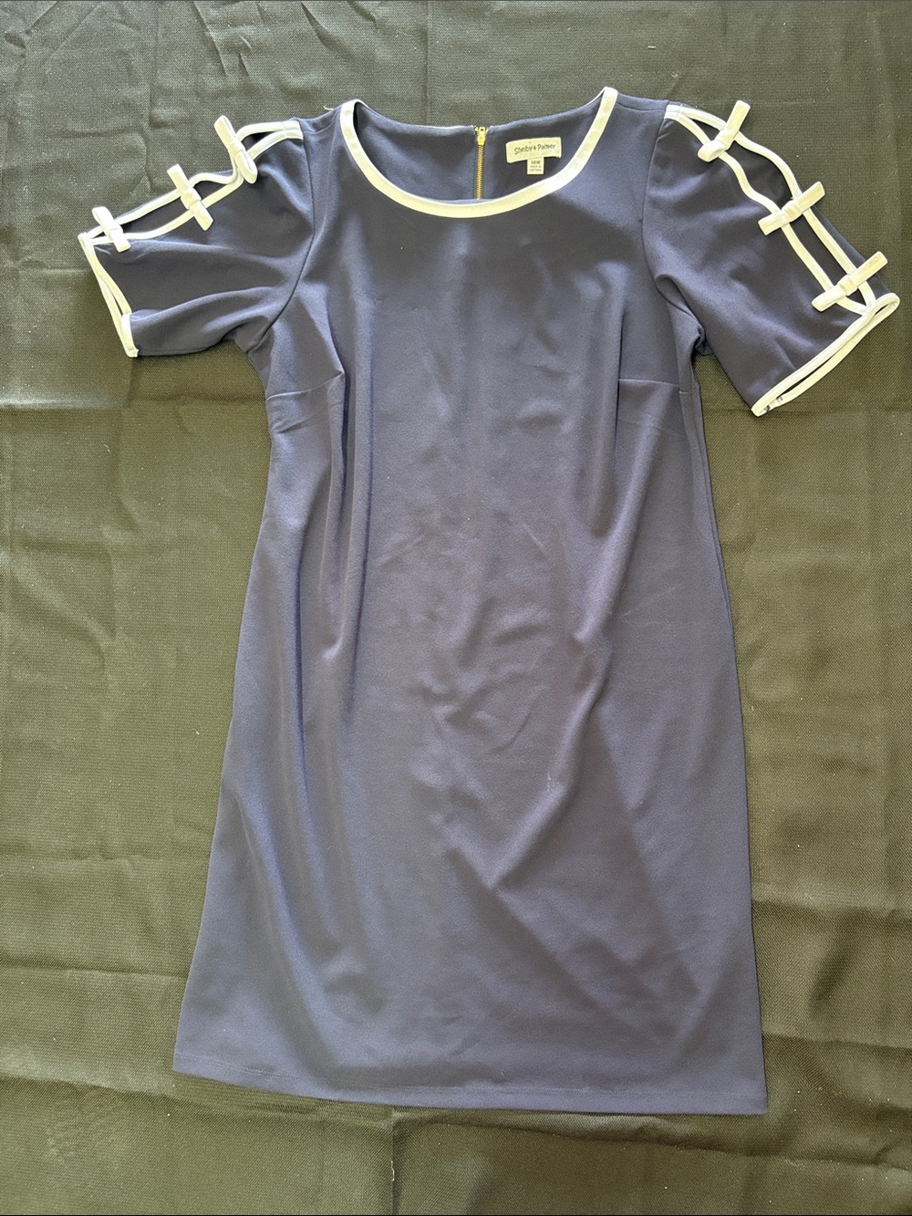 Shelby & Palmer Navy Midi Dress with White Trim